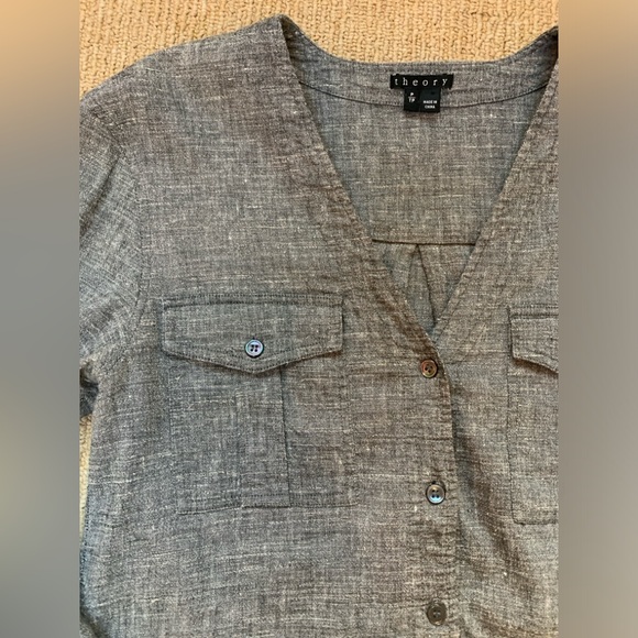 Theory grey linen long sleeve henley, size small, great condition - Picture 3 of 10